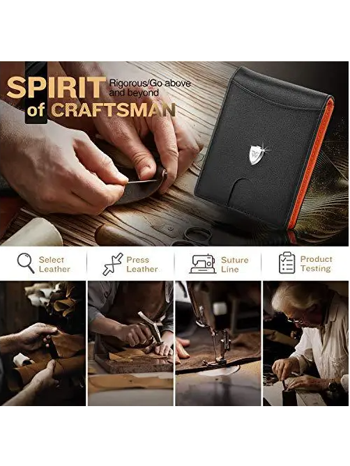 Khuraman Armstrong, Wilbest, Men’s Genuine Leather Slim Bifold Wallet with integrated RFID protection and Money Clip