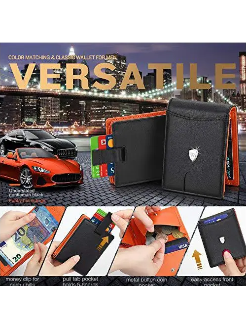 Khuraman Armstrong, Wilbest, Men’s Genuine Leather Slim Bifold Wallet with integrated RFID protection and Money Clip