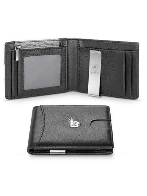 Khuraman Armstrong, Wilbest, Men’s Genuine Leather Slim Bifold Wallet with integrated RFID protection and Money Clip