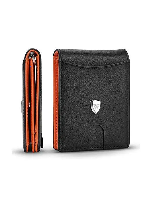 Khuraman Armstrong, Wilbest, Men’s Genuine Leather Slim Bifold Wallet with integrated RFID protection and Money Clip